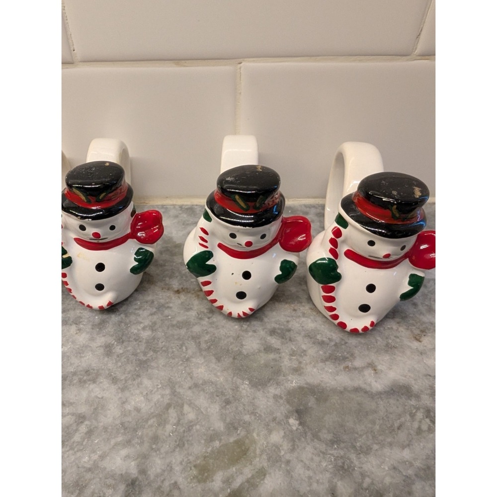 Set of 6 Vintage Ceramic Jolly Snowmen w Napkin Holders, Made In The Philippines - Picture 11 of 14